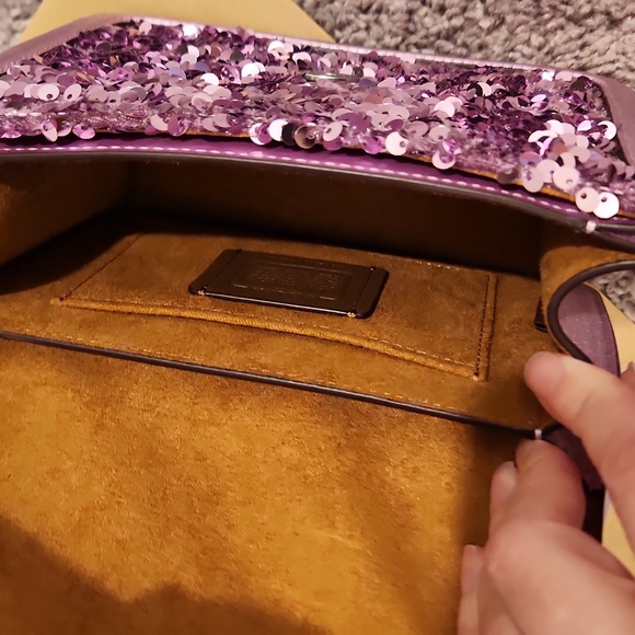 SOLD OUT NWT Coach Lilac Sequin Morgan Square Crossbody bag - Picture 7 of 16